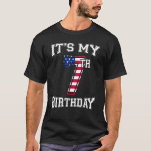 Kids 7th Birthday Sports Usa Flag It's My 7th T-Shirt