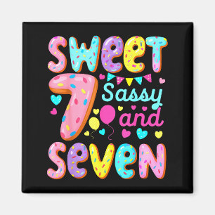 Kids 7th Birthday Sweet Sy And Seven Birthday Girl Magnet