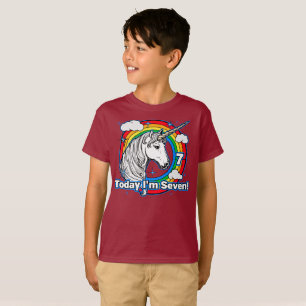 Kid's 7th Birthday Unicorn Rainbow Today I'm Seven T-Shirt