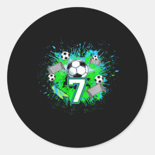 Kids 7th Soccer Birthday Party 7 Year Old Soccer P Classic Round Sticker