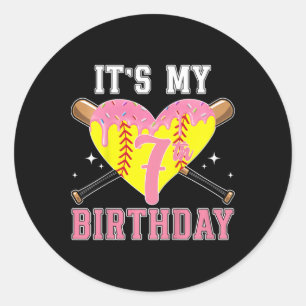 Kids 7th Softll Birthday Party 7 Year Old Softll P Classic Round Sticker