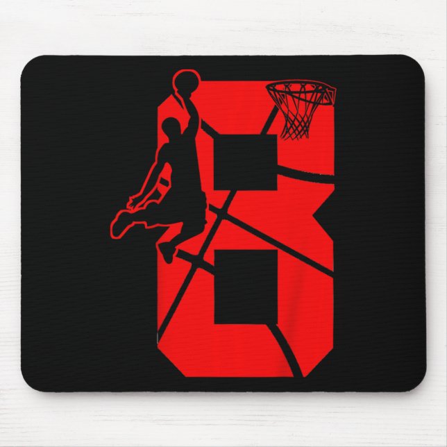 Kids 8 Year Old 8th Basketball Birthday PartyTheme Mouse Pad (Front)