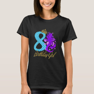Kids 8 Year Old 8th Birthday Girl Daughter Party T-Shirt
