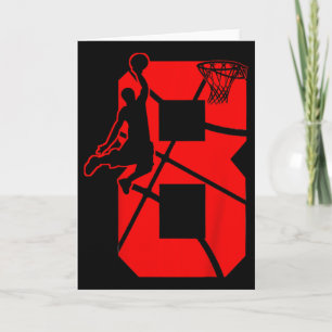 Kids 8 Year Old 8th Bysketbyll Birthday Partytheme Card