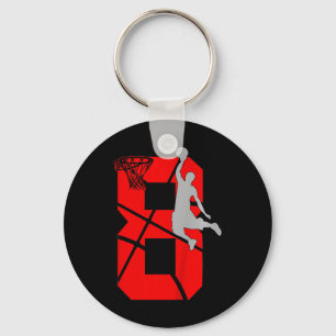 Kids 8 Year Old 8th Bysketbyll Birthday Partytheme Key Ring