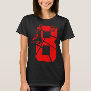 Kids 8 Year Old 8th Bysketbyll Birthday Partytheme T-Shirt