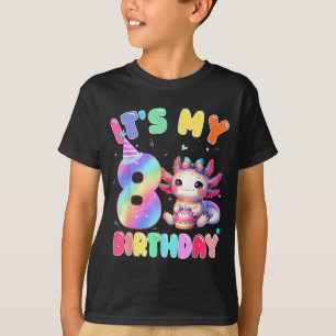 Kids 8 Year Old Bday Cute Axolotl It's My 8th Birt T-Shirt