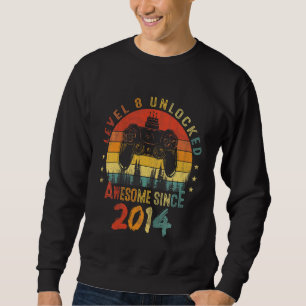 Kids 8 Year Old Boy Level 8 Unlocked Awesome 2014 Sweatshirt