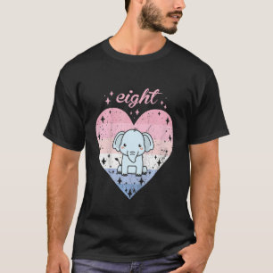 Kids 8 Year Old Cute Elephant Birthday Girl 8th B  T-Shirt