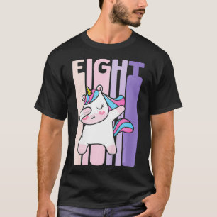 Kids 8 Year Old Cute Unicorn Theme Birthday Girl 8 T-Shirt