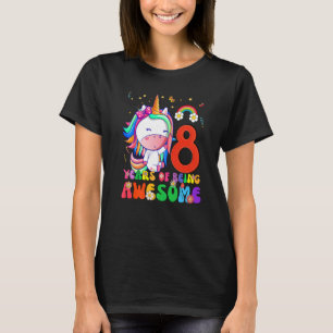 Kids 8 Year Old Girls Teens Unicorn 8th Birthday T-Shirt