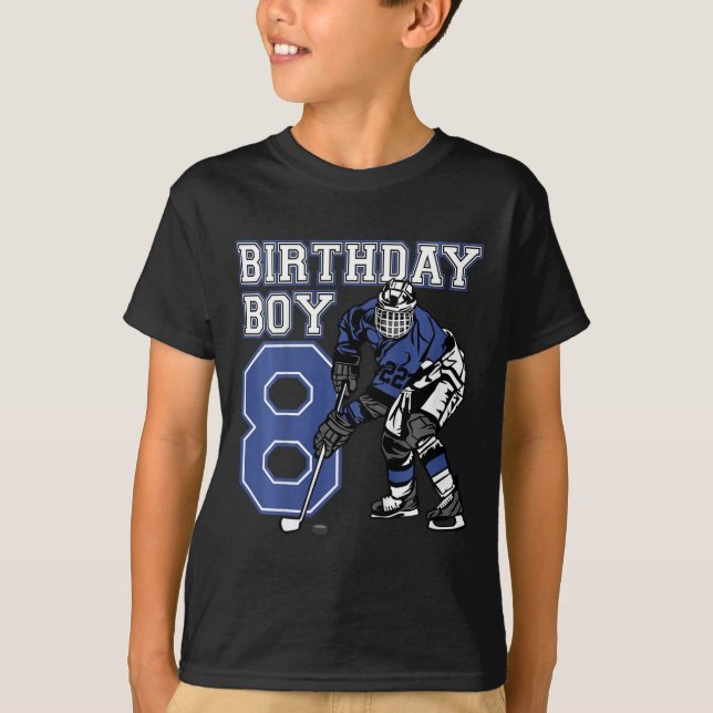 Kids 8 Year Old Ice Hockey Themed Birthday Party 8 T-Shirt (Front)
