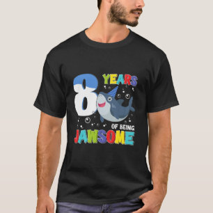 Kids 8 Years Of Being Jawsome Awesome Shark 8Th Bi T-Shirt