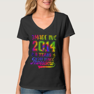 Kids 8 Years Old 8th Birthday Tie Dye Being Awesom T-Shirt