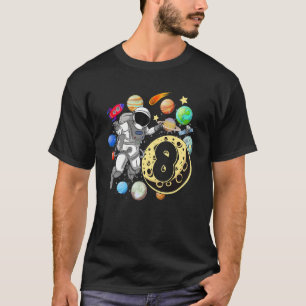 Kids 8 Years Old Birthday Boy  Astronaut 8th Birth T-Shirt