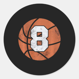 Kids 8 Years Old Birthday Kids Boys Girls Fun Bask Classic Round Sticker