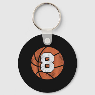 Kids 8 Years Old Birthday Kids Boys Girls Fun Bask Key Ring