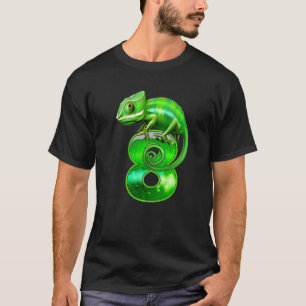 Kids 8 Years Old Lizard 8th Birthday Party Chamele T-Shirt