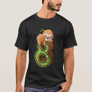 Kids 8 Years Old Sloth 8th Birthday Girl With Cute T-Shirt