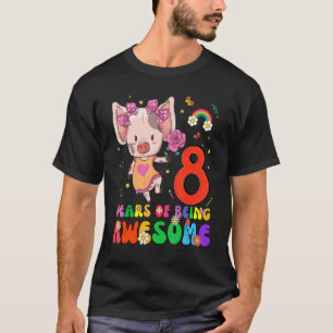 Kids 8 Years Old Teens 8th Birthday Boys Girls Awe T-Shirt