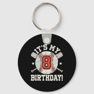 Kids 8th Baseball Birthday Party Boys Sport Fan 8 Key Ring
