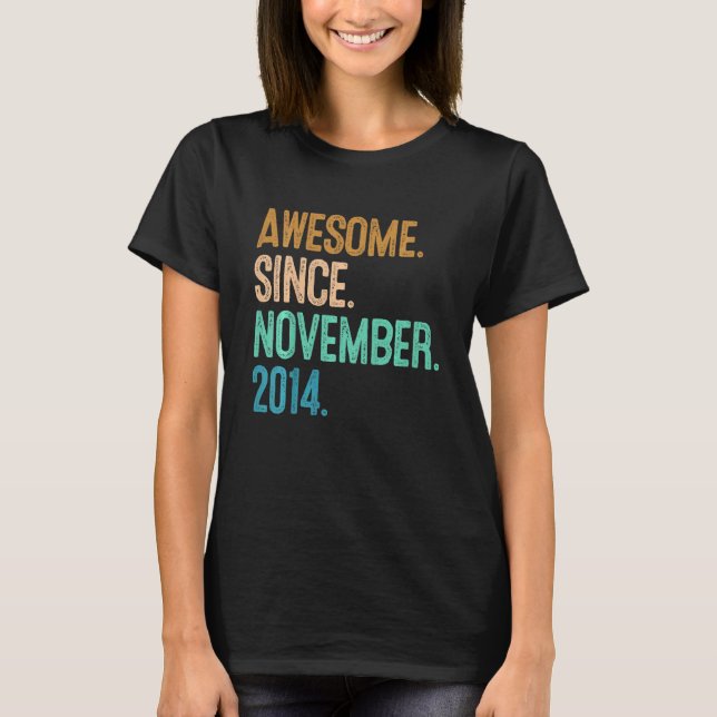 Kids 8th Birthday Awesome Since November 2014 T-Shirt (Front)