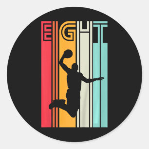Kids 8th Birthday Basketball Lover Gift 8 Years Ol Classic Round Sticker