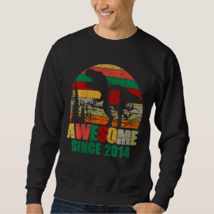 Kids 8th Birthday Boy Dinosaur Eight Year Old Awes Sweatshirt