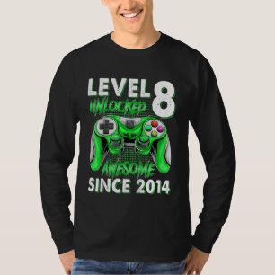 Kids 8th Birthday Boys 8 Year Old Level 8 Unlocked T-Shirt
