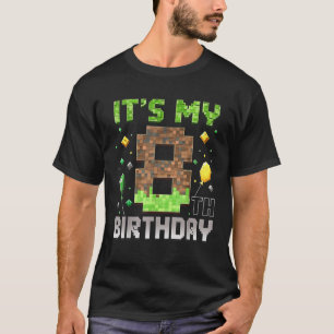 Kids 8th Birthday Gamer Pixel 8 Years Old Video Ga T-Shirt