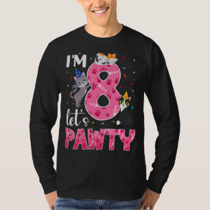 Kids 8th Birthday Girl Cute Cat Outfit 8 Years Old T-Shirt