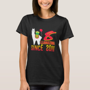 Kids 8th Birthday Llama Llamazing Since 2011 8 Yea T-Shirt