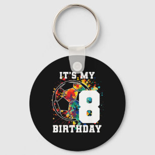 Kids 8th Birthday Soccer Byll Birthday Party 8 Yea Key Ring