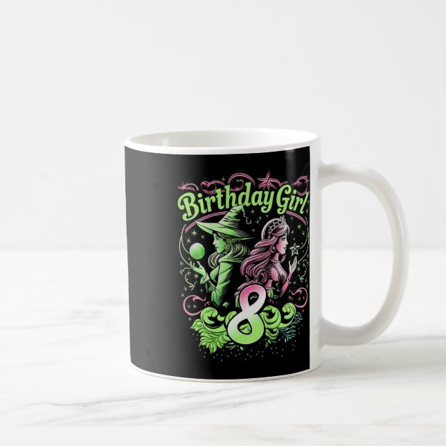 Kids 8th Birthday Witch Pink And Green 8 Years Old Coffee Mug (Right)