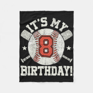 Kids 8th Bysebyll Birthday Party Boys Sport Fan 8 Fleece Blanket