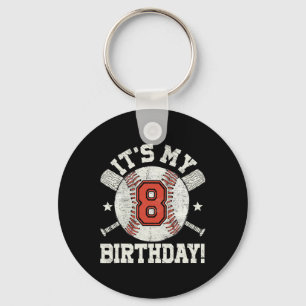 Kids 8th Bysebyll Birthday Party Boys Sport Fan 8  Key Ring