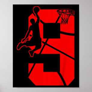 Kids 9 Year Old 9th Basketball Birthday PartyTheme Poster