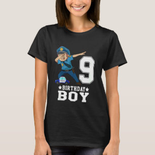 Kids 9 Year Old 9th Birthday Boy Dabbing Police F T-Shirt