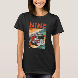 Kids 9 Year Old 9th Birthday Boy Firefighter Fire T-Shirt