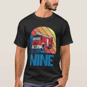 Kids 9 Year Old  9th Birthday Boy Firefighter Fire T-Shirt