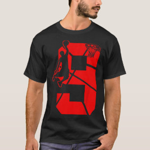 Kids 9 Year Old 9th Bysketbyll Birthday Partytheme T-Shirt