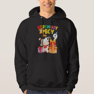 Kids 9 Year Old Birthday Boy 9th Cow Farm Animals Hoodie
