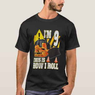 Kids 9 Year Old Birthday  Bulldozer T-Shirt