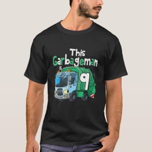 Kids 9 Year Old Birthday Garbage Truck 9th Birthda T-Shirt