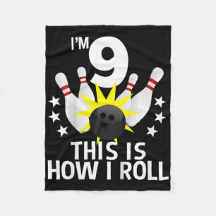 Kids 9 Year Old Bowling Birthday Party Shirt How I Fleece Blanket