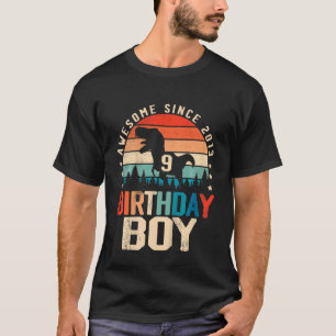 Kids 9 Year Old Dinosaur Trex 9th Birthday Boy Awe T-Shirt