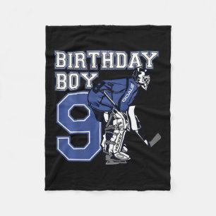 Kids 9 Year Old Ice Hockey Goalie Themed Birthday  Fleece Blanket