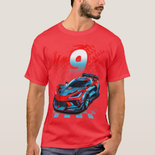 Kids 9 Year Old Race 9th Birthday Party Racing Rac T-Shirt
