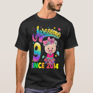 Kids 9 Year Old Since 2014 Princess Pig 9th Birthd T-Shirt