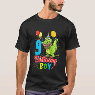 Kids 9 Year Old T Rex Dinosaur 9th Birthday Boy Pa T-Shirt